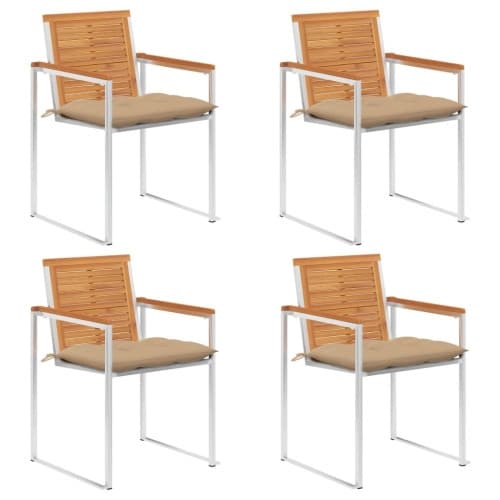 Trädgårdsstolar med dynor 4 st massivt akaciaträ