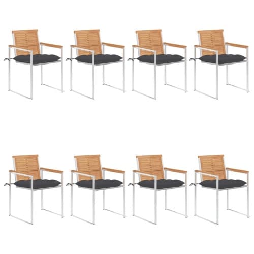 Trädgårdsstolar med dynor 8 st massiv teak