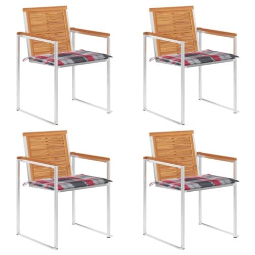 Trädgårdsstolar med dynor 4 st massivt akaciaträ