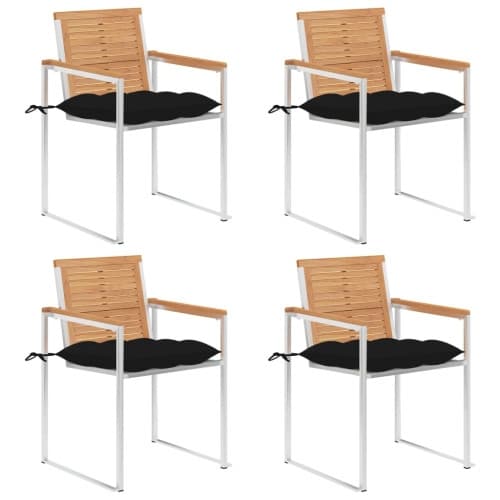 Trädgårdsstolar med dynor 4 st massiv teak