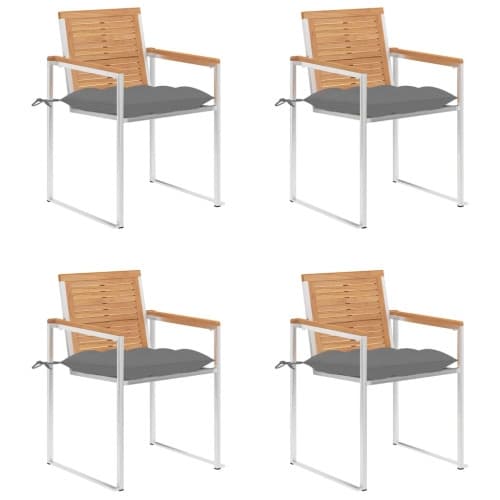 Trädgårdsstolar med dynor 4 st massiv teak