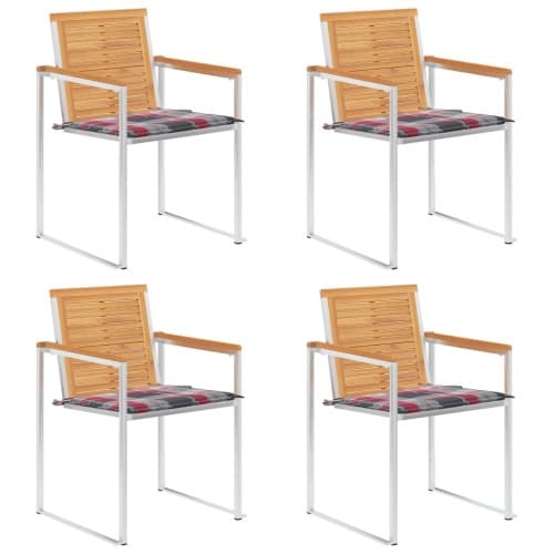 Trädgårdsstolar med dynor 4 st massiv teak