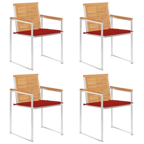 Trädgårdsstolar med dynor 4 st massiv teak