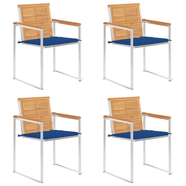 Trädgårdsstolar med dynor 4 st massiv teak