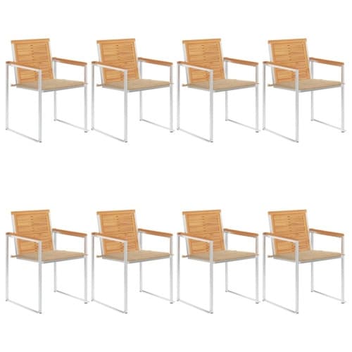Trädgårdsstolar med dynor 8 st massiv teak