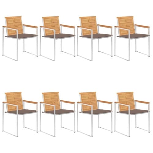 Trädgårdsstolar med dynor 8 st massiv teak