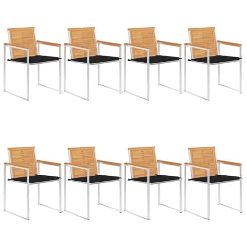 Trädgårdsstolar med dynor 8 st massiv teak