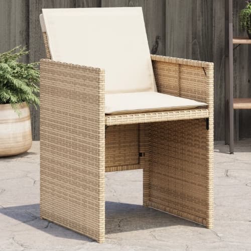 Trädgårdsstolar med dynor 4 st beige konstrotting