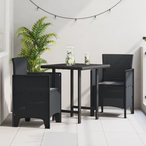 Trädgårdstolar med Kuddar 2 st Antracit Poly Rattan