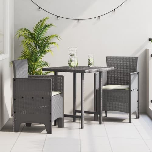 Trädgårdsstolar med kuddar 2 st Ljusgrå Poly Rattan