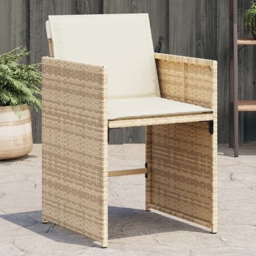 Trädgårdsstolar med dynor 4 st beige konstrotting