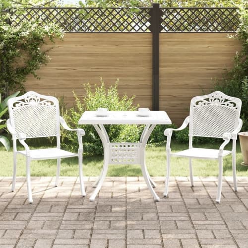 3-delars trädgårdsbistro set i vit gjuten aluminium