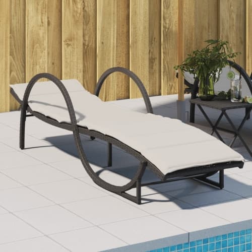 Solsäng med dyna svart 60x199x42 cm konstrotting