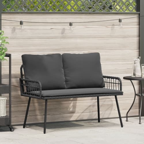 Trädgårdsbänk Svart 114x64x78 cm Poly Rattan