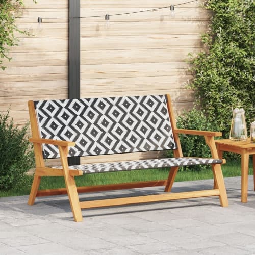 Trädgårdsbänk Svart och vit 122x76x73.5 cm Solid akaciaträ