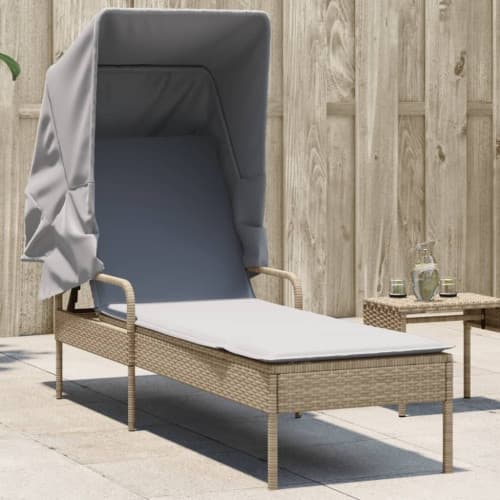 Solsäng med tak beige konstrotting