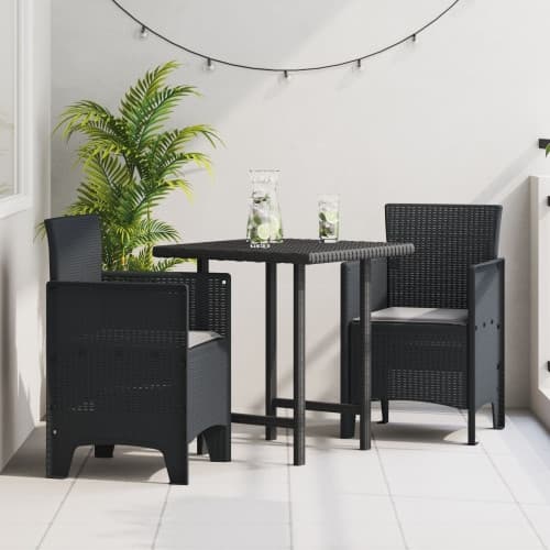 Trädgårdsstolar med kuddar 2 st Antracit Poly Rattan