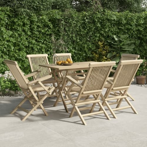 Hopfällbara trädgårdsstolar 6 st grå 56x61x89 cm massiv teak