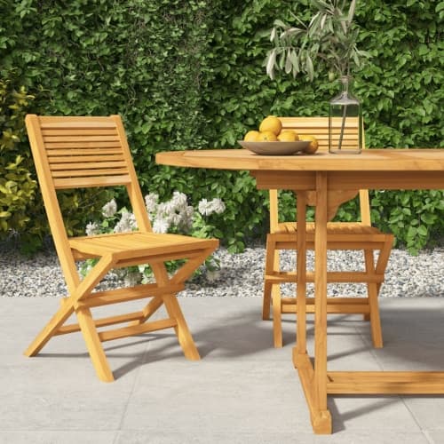 Hopfällbara trädgårdsstolar 2 st 47x62x90 cm massiv teak