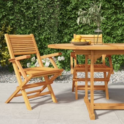 Hopfällbara trädgårdsstolar 2 st 55x62x90 cm massiv teak
