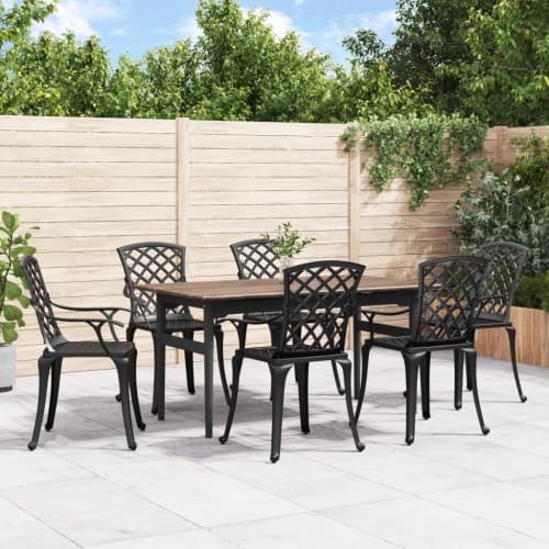 Caféstolar 6 st gjuten aluminium svart