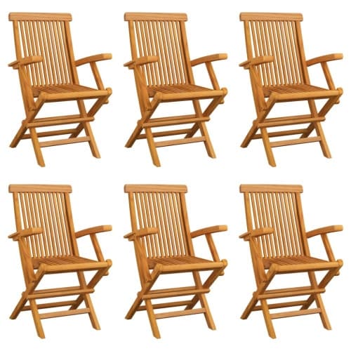 Hopfällbara trädgårdsstolar 6 st massiv teak