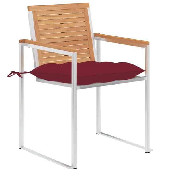 Trädgårdsstolar 2 st med dynor massiv teak och stål