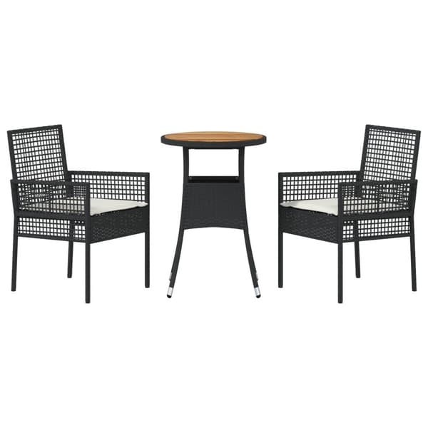 3 Delars Trädgårds matsalsset Svart Poly Rattan