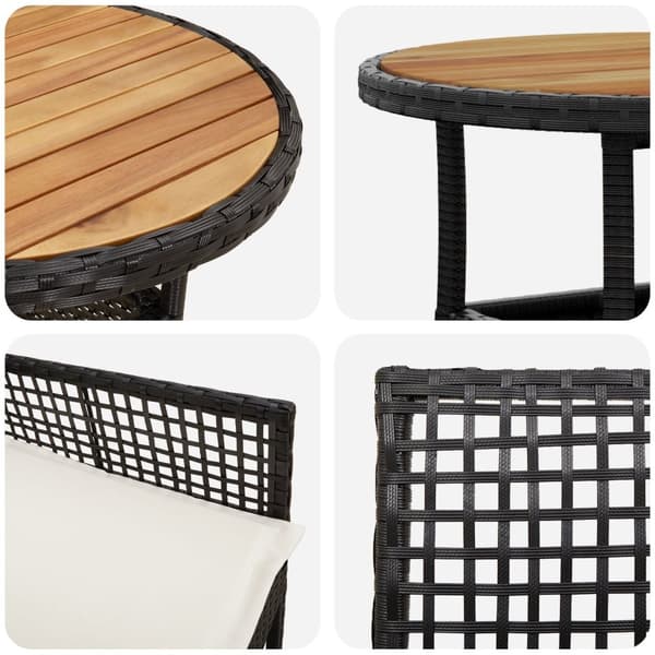 3 Delars Trädgårds matsalsset Svart Poly Rattan