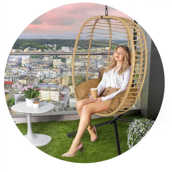 Toskana svart hängande trädgårdsstol + bruna kuddar Sofotel