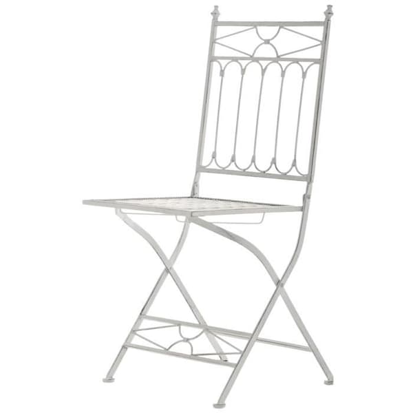 Set med 2 Fällbara Trädgårdstolar Asina i Smidd Järn med Sitthöjd 48 cm, Antik Vit