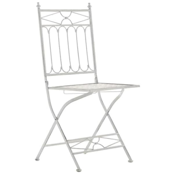 Set med 2 Fällbara Trädgårdstolar Asina i Smidd Järn med Sitthöjd 48 cm, Antik Vit
