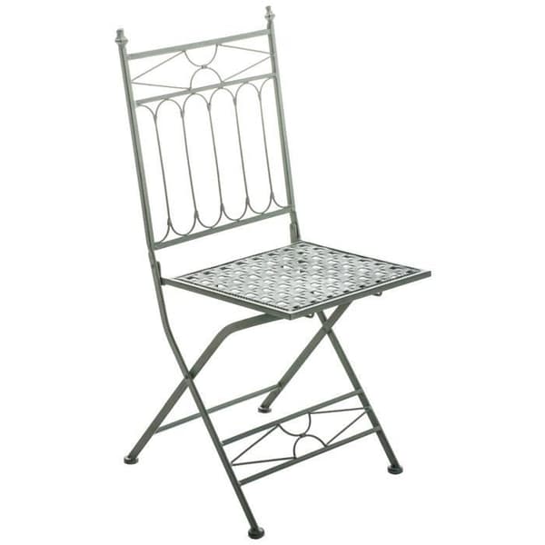 Set med 2 Fällbara Trädgårdsstolar Asina i Smidesjärn med Sitt Höjd 48 cm, Antikgrön