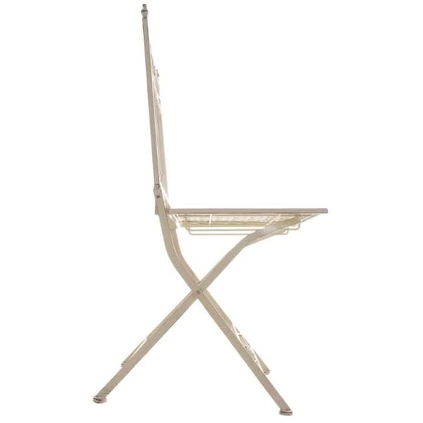 Set med 2 Fällbara Trädgårdsstolar Asina i Smidd Järn med Sitt Höjd 48 cm, Antik Kräm