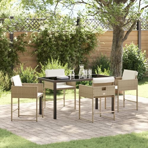 5-delat trädgårdsset med kuddar Beige Poly Rattan