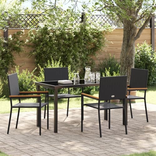 5-delad trädgårdmöbel svart poly rattan