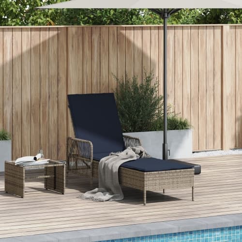 Solstol Grå PE Rattan 157 x 55 x 92 cm Fällbar Solstol