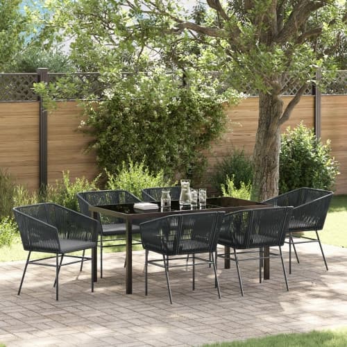 Set med 4 Svart PE Rattan Standard Hållbar Trädgårdsstol