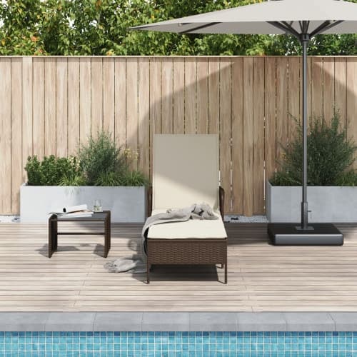 solstol Brun och gräddvit PE Rattan 157 x 55 x 92 cm Vikbar