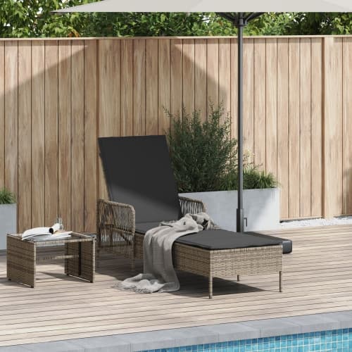 Solstol Grå och mörk grå PE Rattan 157 x 55 x 92 cm Solstol