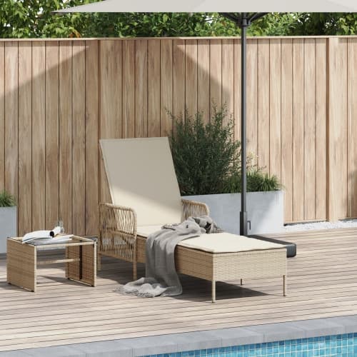 Solstol Beige och gräddvit PE Rottning 157 x 55 x 92 cm