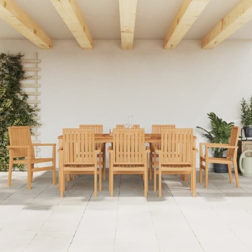 Stapelbara trädgårdsstolar 8 st 56,5x57,5x91 cm massiv teak