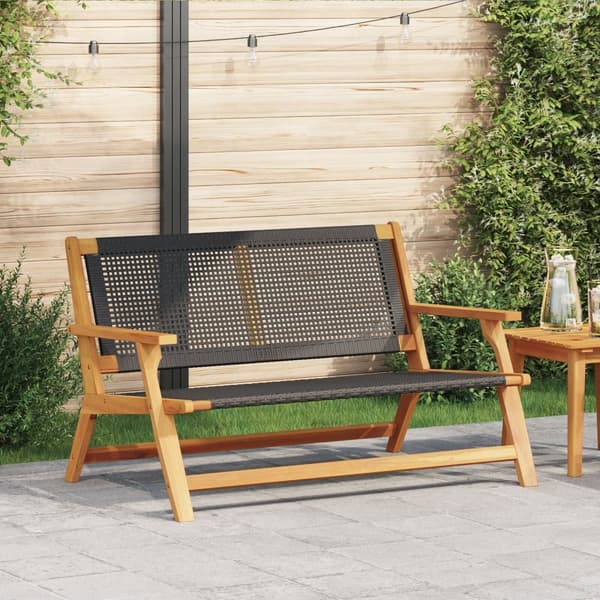 Trädgårdsbänk Svart 122x76x73,5 cm Massivt Akaciaträ