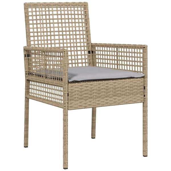 Utemöbler Stolar 2 st med Kuddar Beige Poly Rattan