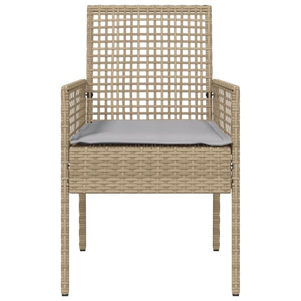 Utemöbler Stolar 2 st med Kuddar Beige Poly Rattan
