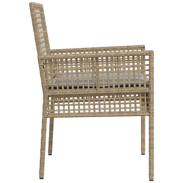 Utemöbler Stolar 2 st med Kuddar Beige Poly Rattan