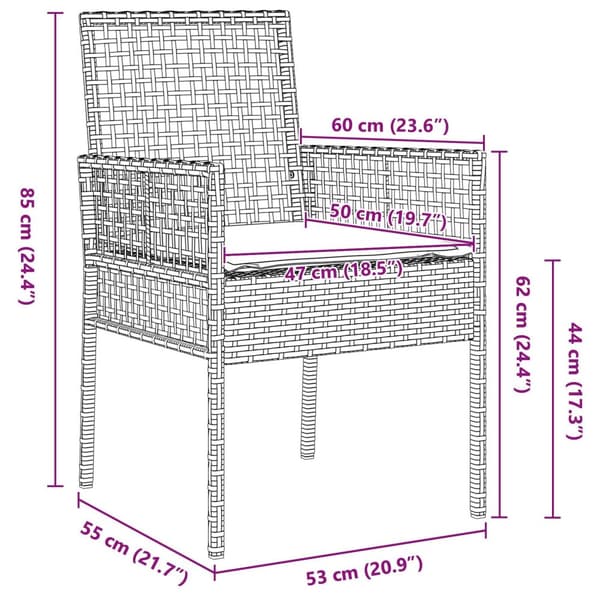 Utemöbler Stolar 2 st med Kuddar Beige Poly Rattan