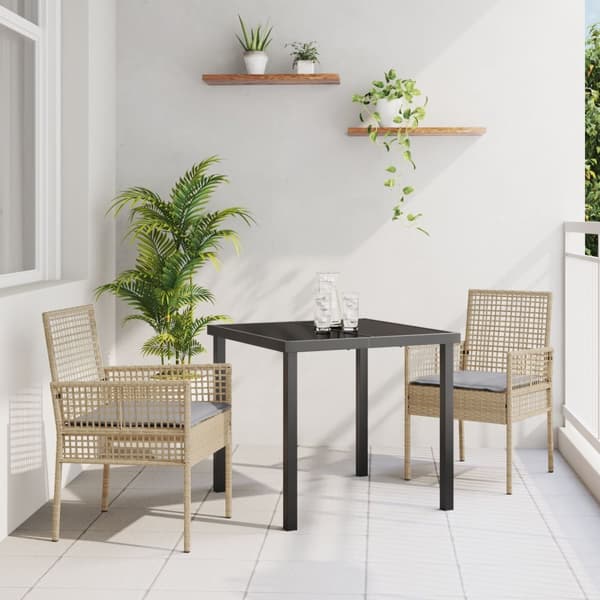 Utemöbler Stolar 2 st med Kuddar Beige Poly Rattan