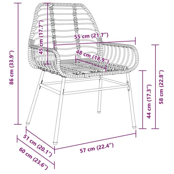 3-delad Trädgårdsdining Set Svart Poly Rattan