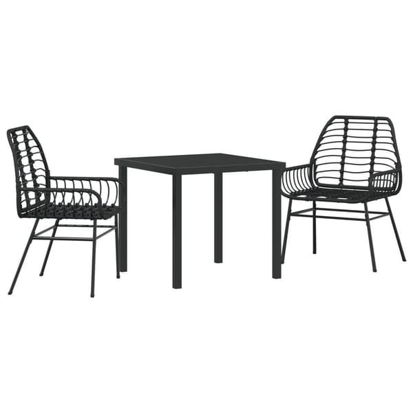 3-delad Trädgårdsdining Set Svart Poly Rattan